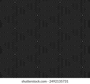 Abstract geometric pattern with stripes, lines. Seamless vector background. White and black ornament. Simple lattice graphic design.