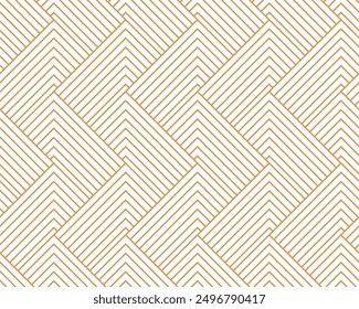 Abstract geometric pattern with stripes, lines. Seamless vector background. White and golden ornament. Simple lattice graphic design