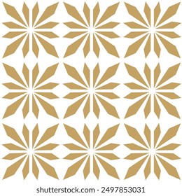Abstract geometric pattern with stripes, lines. Seamless vector background. White and gold floral ornament. Modern reticulated graphic design.