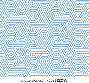 Abstract geometric pattern with stripes, lines. Seamless vector background. White and blue ornament. Simple lattice graphic design