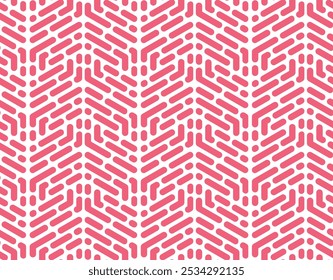 Abstract geometric pattern with stripes, lines. Seamless vector background. White and pink ornament. Simple lattice graphic design