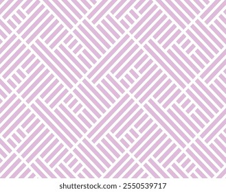 Abstract geometric pattern with stripes, lines. Seamless vector background. White and pink ornament. Simple lattice graphic design