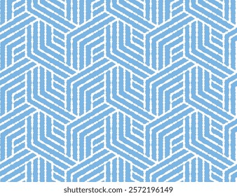 Abstract geometric pattern with stripes, lines. Seamless vector background. White and blue ornament. Simple lattice graphic design