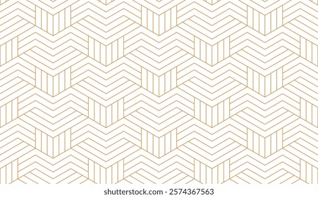 Abstract geometric pattern with stripes, lines. Seamless vector background. White and golden ornament. Simple lattice graphic design