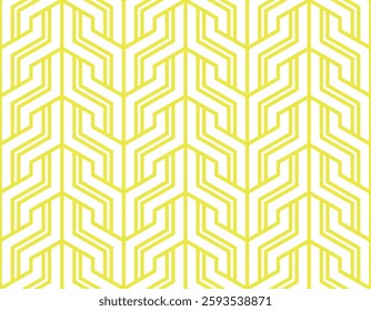 Abstract geometric pattern with stripes, lines. Seamless vector background. White and yellow ornament. Simple lattice graphic design
