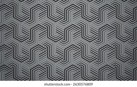 Abstract geometric pattern with stripes, lines. Seamless vector background. Gray and black ornament. Simple lattice graphic design