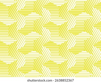 Abstract geometric pattern with stripes, lines. Seamless vector background. White and yellow ornament. Simple lattice graphic design