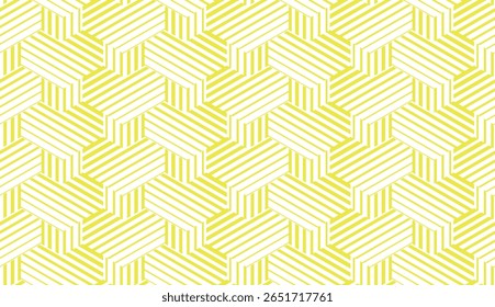 Abstract geometric pattern with stripes, lines. Seamless vector background. White and yellow ornament. Simple lattice graphic design