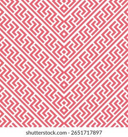 Abstract geometric pattern with stripes, lines. Seamless vector background. White and pink ornament. Simple lattice graphic design