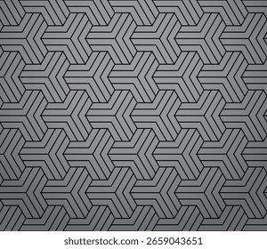 Abstraktes geometrisches Muster mit Streifen, Linien. Nahtloser Vektorhintergrund. Graue und schwarze Ornamente. Einfaches grafisches Gitterdesign