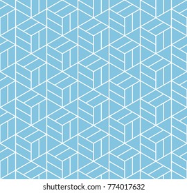 Abstract geometric pattern with stripes, lines. A seamless vector background. Blue and white texture.