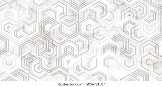 Abstract geometric pattern with stripes polygonal shape and marble texture. Luxury of white and gray background design for carpet,wallpaper,clothing,wrapping,batik,fabric 