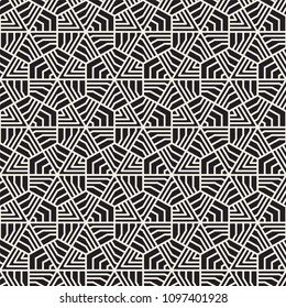 Abstract geometric pattern with stripes. Vector seamless background. Black and white linear lattice texture.