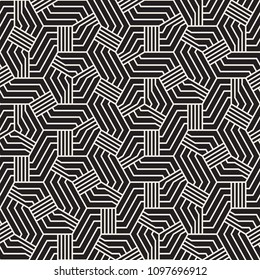 Abstract geometric pattern with stripes. Vector seamless background. Black and white linear lattice texture.
