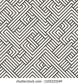 Abstract geometric pattern with stripes. Vector seamless background. Black and white linear lattice texture.