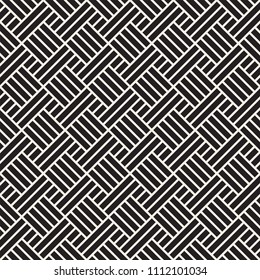 Abstract geometric pattern with stripes. Vector seamless background. Black and white linear lattice texture.