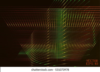 Abstract Geometric Pattern with Stripes. Wicker Structural Texture. Red and Green Optical Illusion. Vector. 3D Illustration