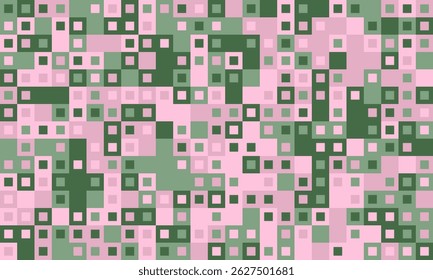 Abstract geometric pattern.  Subtle pink and green squares create a modern, minimalist design perfect for backgrounds, textiles, or website elements.  Evokes feelings of calm and order.