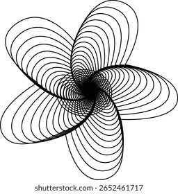 Abstract geometric pattern with swirling petals and a central vortex