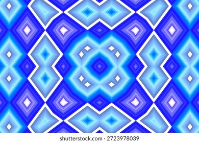 abstract geometric pattern with symmetrical shades of blue and purple
