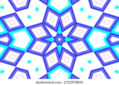 abstract geometric pattern with symmetrical shades of blue and purple