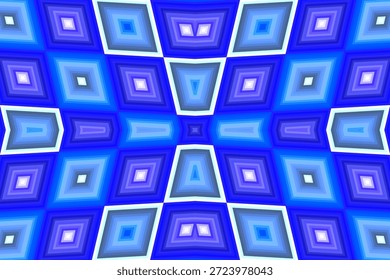 abstract geometric pattern with symmetrical shades of blue and purple