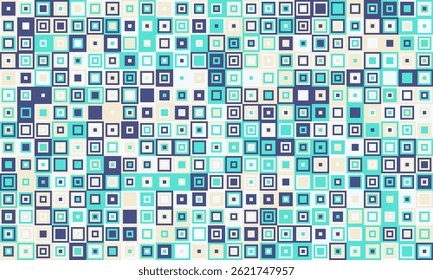Abstract geometrisch patroon van teal, beige en marine vierkanten.  Modern, minimalistisch ontwerp, ideaal voor website-achtergronden, textiel of technische presentaties.