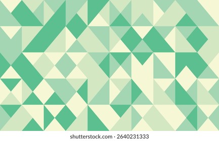 Abstract geometric pattern with teal and cream triangles.  Modern, minimalist design perfect for backgrounds, website banners, or textile prints.  Evokes a sense of calm and sophistication.