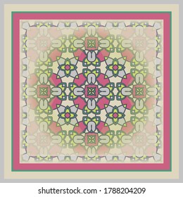  Abstract geometric pattern. Textile printing, interior design,  wallpaper. Scarf design. Frame.