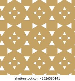Abstract geometric pattern with triangle, lines and stripes on white background. A seamless vector background. Graphic modern pattern. White and gold pattern.