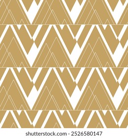 Abstract geometric pattern with triangle, lines and stripes on white background. A seamless vector background. Graphic modern pattern. White and gold pattern.