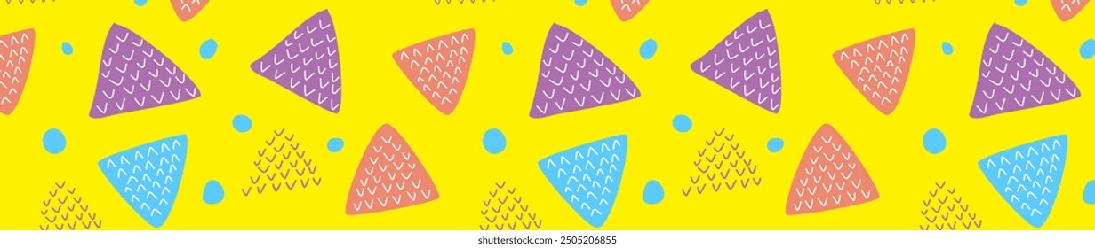 Abstract Geometric Pattern with Triangles and Dots on Yellow Background