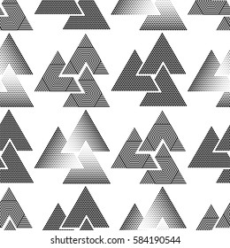 Abstract Geometric pattern with Triangles in geometry lines form. Seamless texture in black and white, can be used for background.Vector Illustration.