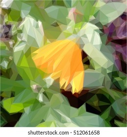 abstract geometric pattern Triangles modern background, polygonal texture yellow flower, vector illustration