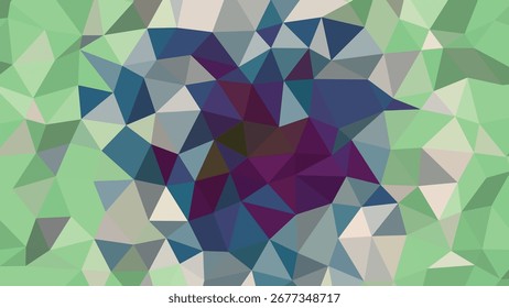 Padrão geométrico abstrato com triângulos em tons de azul verde e roxo Palavras-chave: abstrato, geométrico, padrão, triângulos, polígonos, baixo poli, fundo, textura, design, arte