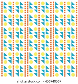 Abstract geometric pattern with triangles, squares and circles. Repeating seamless background. Kids multicolor pattern.