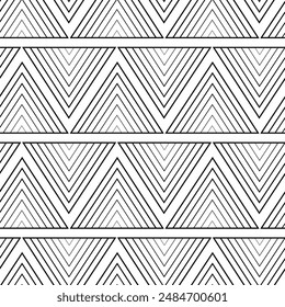 Abstract geometric pattern with triangles, stripes, lines. Seamless vector background. White and black ornament. Modern reticulated graphic design.