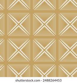 Abstract geometric pattern with triangles, stripes, lines. Seamless vector background. White and gold ornament. Modern reticulated graphic design.