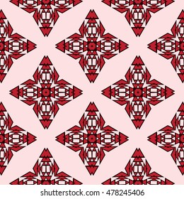 abstract geometric pattern of triangular and square elements. red, rose color. Seamless vector illustration. for design, wallpaper, printing