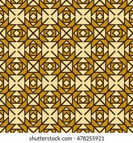 abstract geometric pattern of triangular and square elements. yellow, gold color. Seamless vector illustration. for design, wallpaper, printing