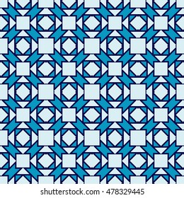abstract geometric pattern of triangular and square elements. blue color. Seamless vector illustration. for design, wallpaper, printing