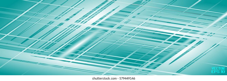 Abstract Geometric Pattern with Turquoise Light and Stripes. Vector Illustration