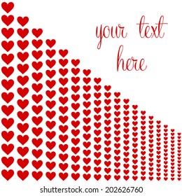 Abstract geometric pattern. Vector art image background. Beautiful red and white wallpaper with text. Heart halftone background in vector illustration, eps10