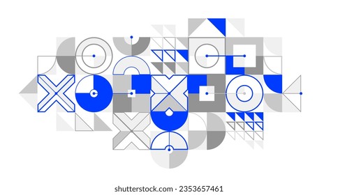 Abstract geometric pattern vector background isolated, tech style engine looks like composition, engineering draft style pattern, network and digital data.