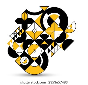 Abstract geometric pattern vector background isolated, tech style engine looks like composition, engineering draft style pattern, mechanism.