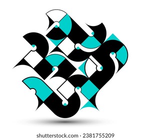 Abstract geometric pattern vector background isolated, tech style engine looks like composition, engineering draft style pattern, network and digital data.