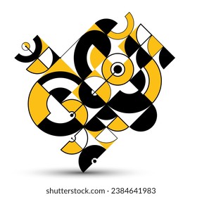 Abstract geometric pattern vector background isolated, tech style engine looks like composition, engineering draft style pattern, mechanism.