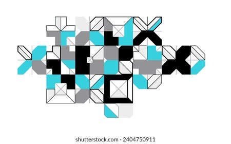 Abstract geometric pattern vector background isolated, tech style engine looks like composition, engineering draft style pattern, network and digital data.
