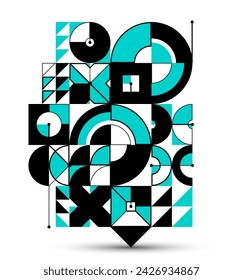 Abstract geometric pattern vector background isolated, tech style engine looks like composition, engineering draft style pattern, network and digital data.