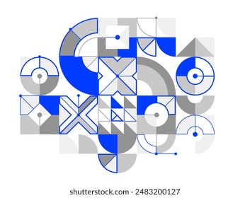Abstract geometric pattern vector background isolated, tech style engine looks like composition, engineering draft style pattern, network and digital data.